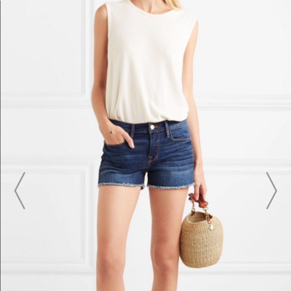 FRAME Le Cutoff frayed denim shorts